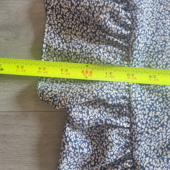 LC Lauren Conrad Blue and White Floral Short Sleeve Dress with Ruffles - Picture 6 of 7